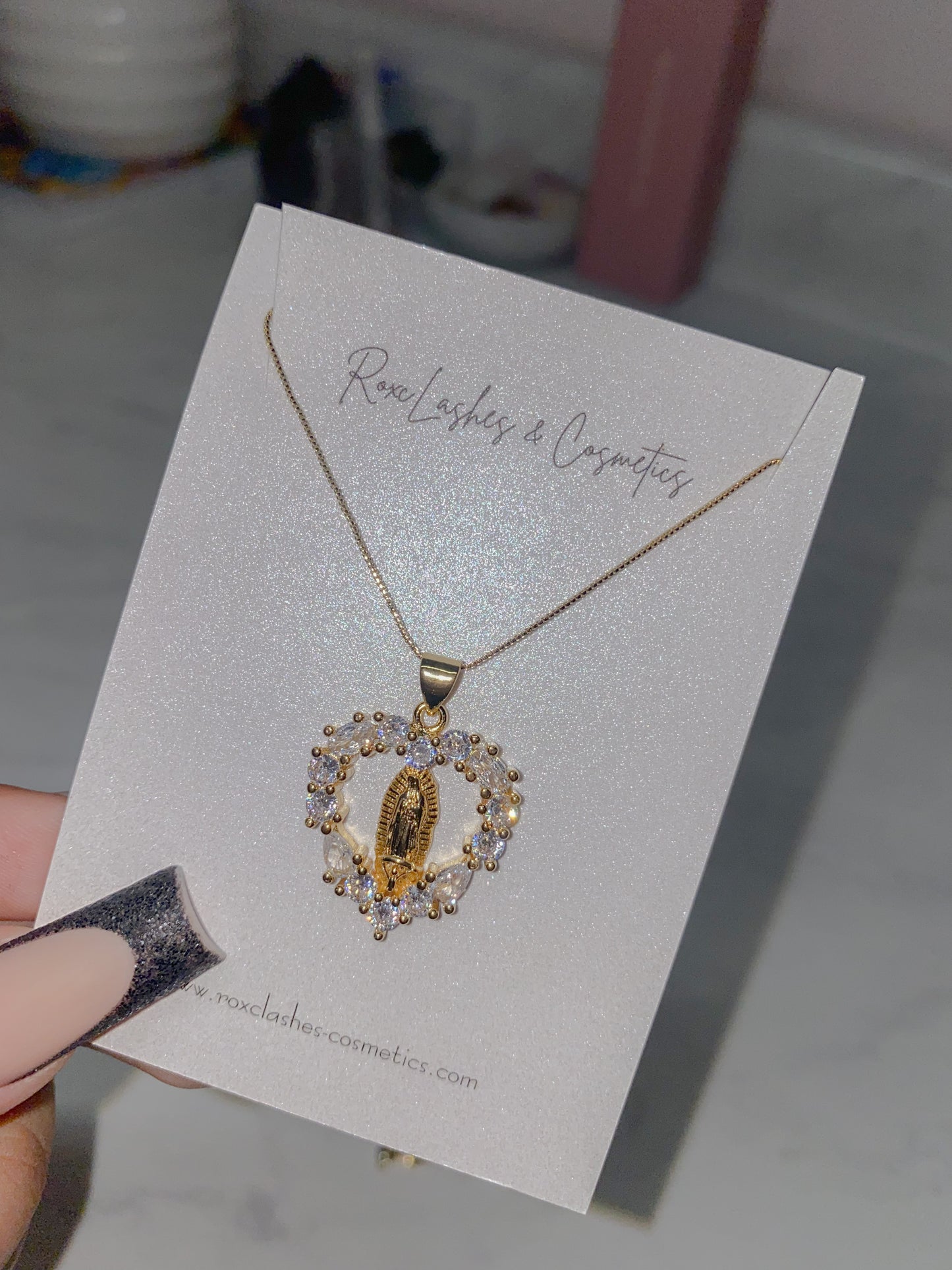 Virgin Mary CZ Necklace