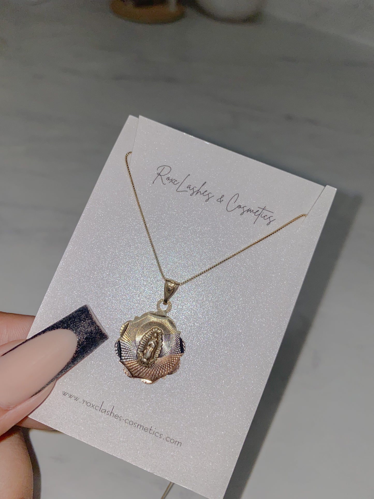 Tri Color Virgin Mary Necklace